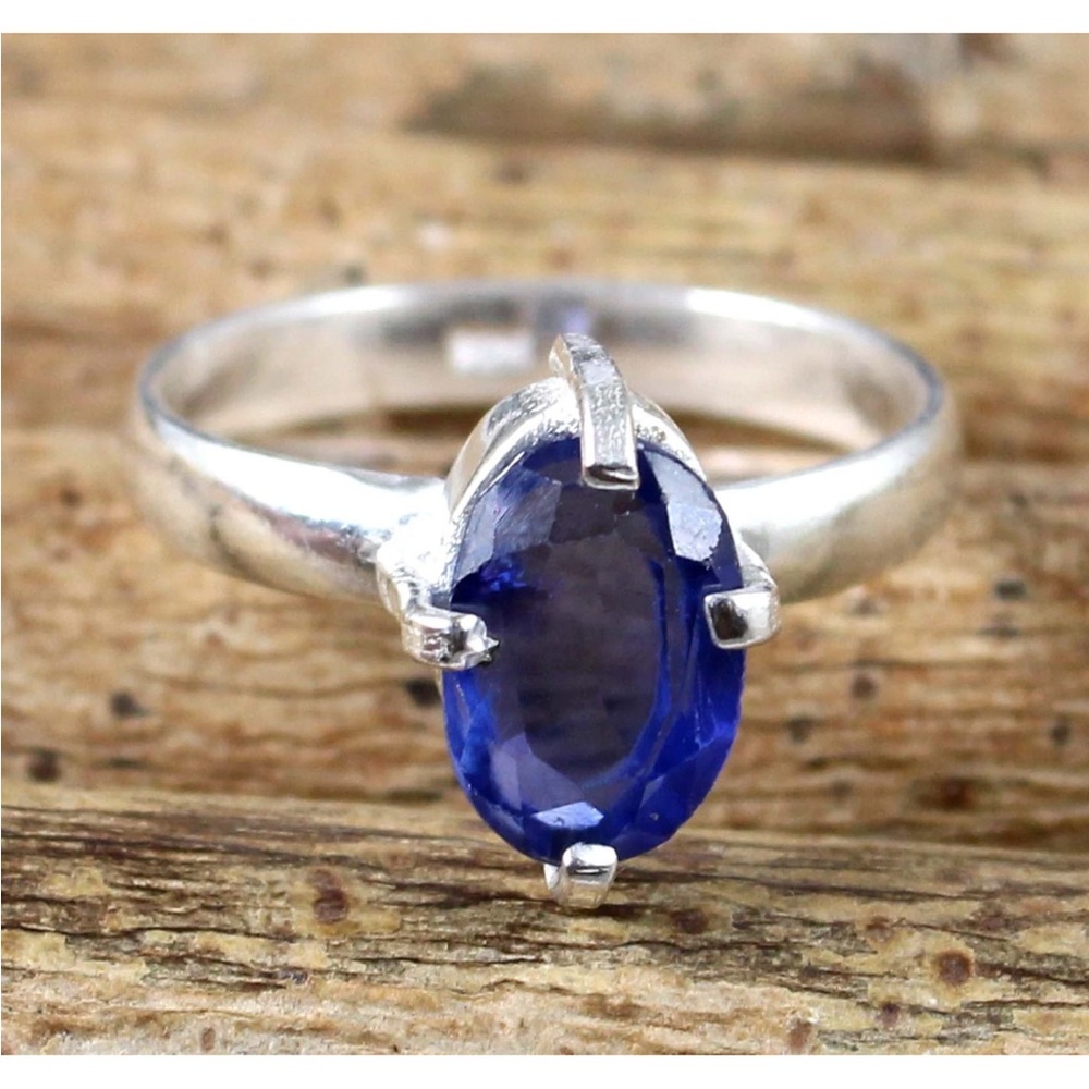 6Ct of Natural Blue Sapphire AGI certified Ring Sz 7.75 in 925 Sterling Silver - Picture 12 of 14